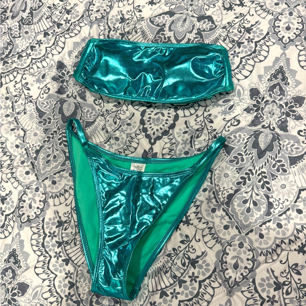 Shiny Teal Bikini Set